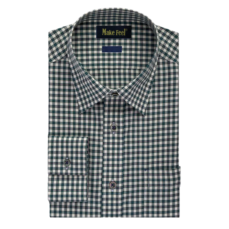 Green and White Check Casual Shirt